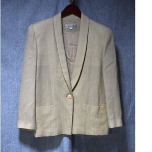 Vintage Julian Hsiung Beige Pinstripe Blazer Jacket Women’s Medium